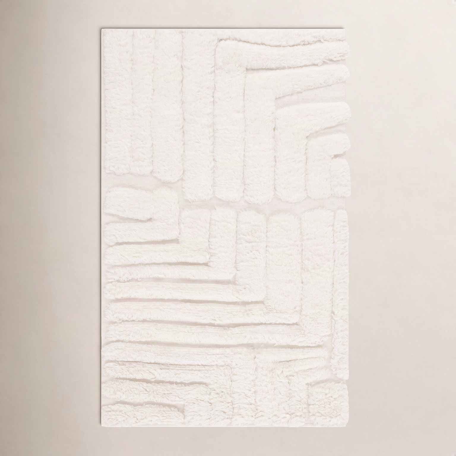 Fernande Ivory Hand-Woven Abstract Wool Rug, Rectangle 4' x 6'