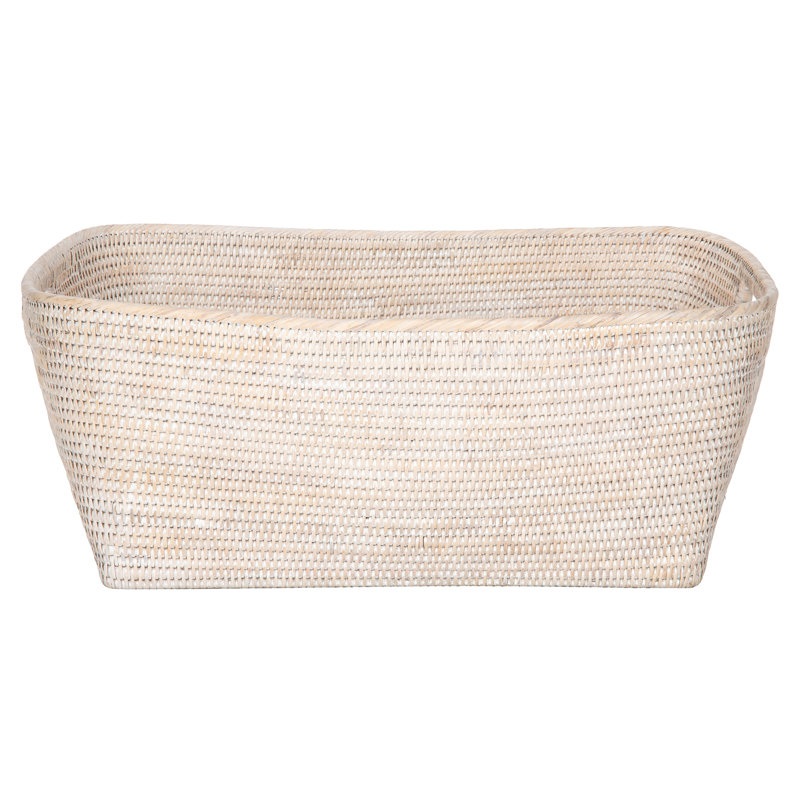 Beachcrest Home™ Everard Rattan Decorative Basket, White Wash