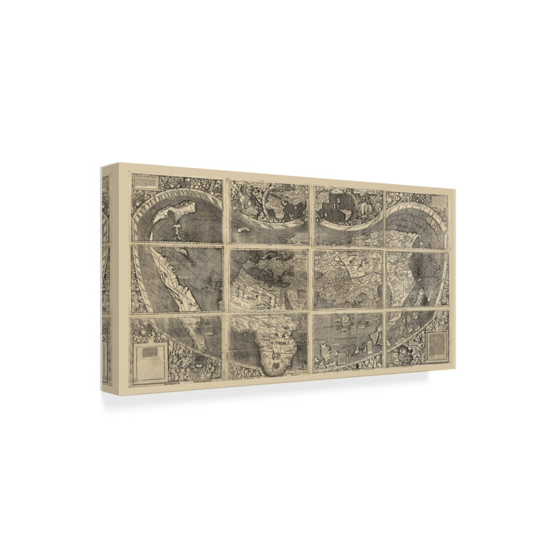 1507 waldseemuller-impression sur toile tendue, H 16 po x l 32 po x P 2 po
