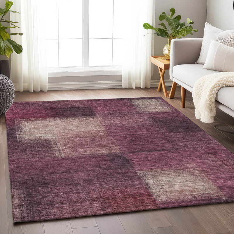 Tapis prune Tweedy lavable à la machine de qualité supérieure, Rectangulaire 8 pi x 10 pi