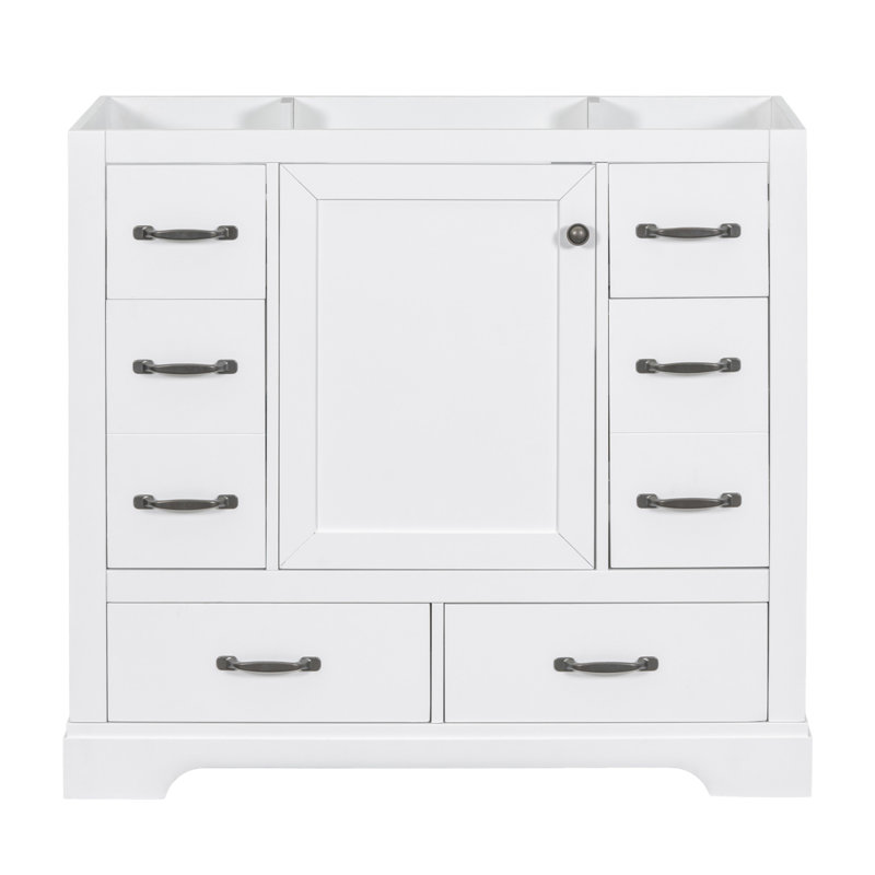 【Évier non inclus, meuble-lavabo de base seulement】 Meuble-lavabo de 36 po sans lavabo, base d'armoire seulement, six tiroirs, diviseur de tiroir multifonctionnel, tablette réglable