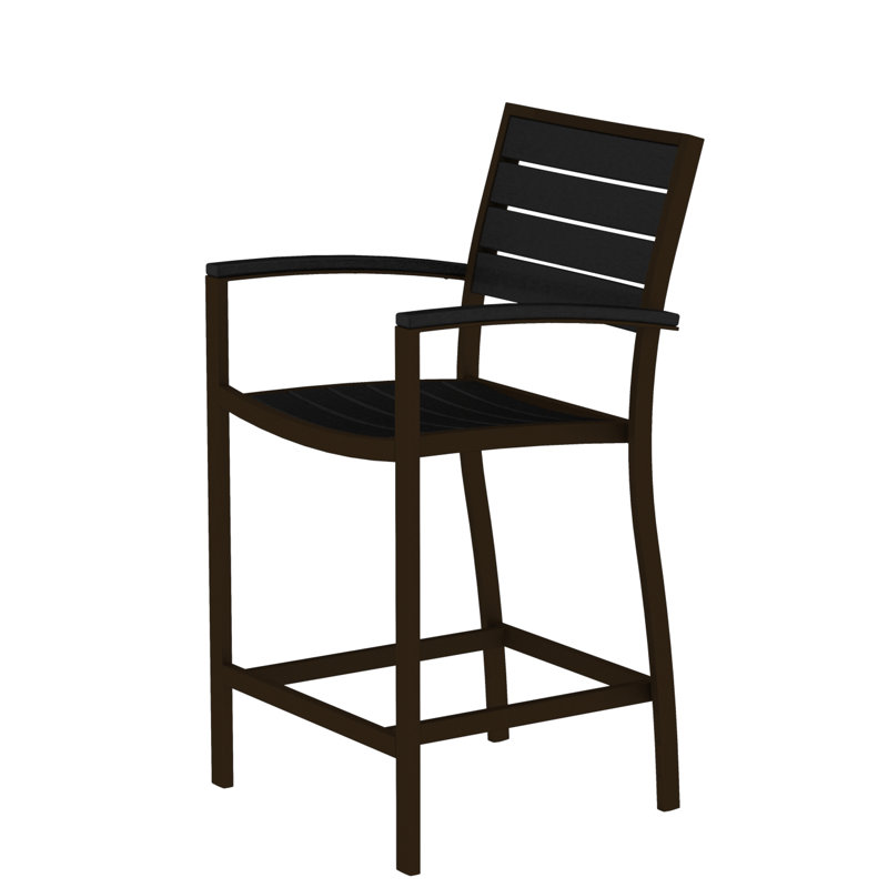 Chaise avec accoudoirs de comptoir POLYWOOD Euro, Bronze texturé, Noir