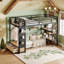 Lit mezzanine simple en métal UnaNidus avec garde-robe, tablettes de rangement et panneau perforé pour économiser de l'espace