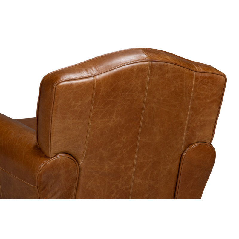 Elite Swivel Armchair, Brown Genuine Leather