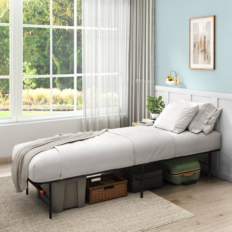 Twin Black Metal Platform Bed Frame with Storage