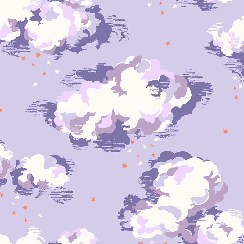 Cath Kidston Silver Linings Neutral Wallpaper, Violet 
