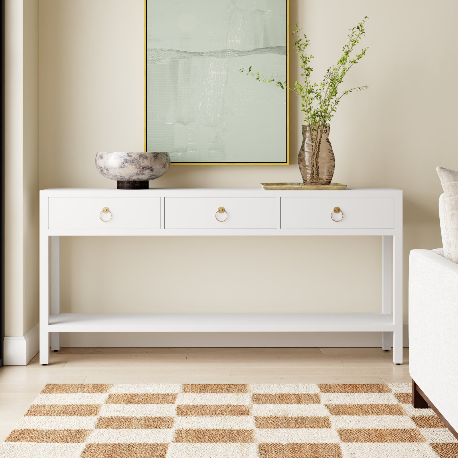 Elin 65" Console Table, White