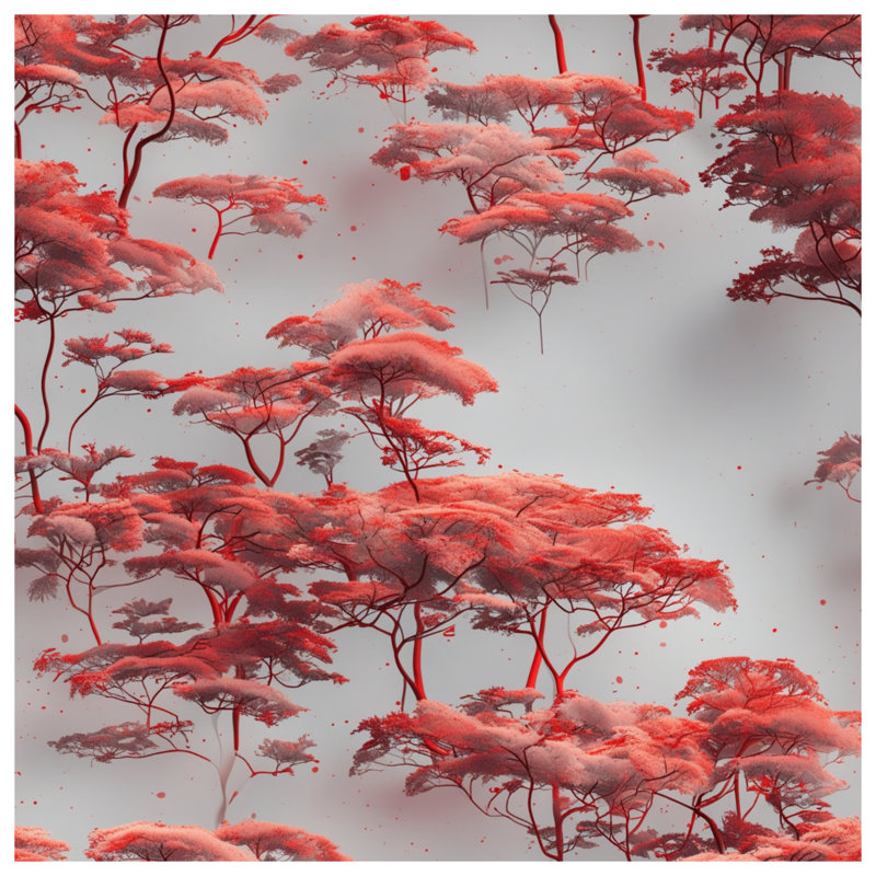 Couvre-lit matelassé Red Leafy Trees, Double