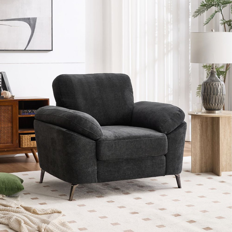 Debborah Upholstered Chenille Armchair, Black