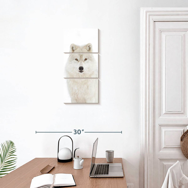 Loup arctique blanc neige, H 27 po x l 12 po