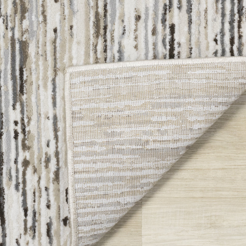 Versatile Beige Grey Cream Neutral Area Rug, Rectangle 2'7" x 4'9"