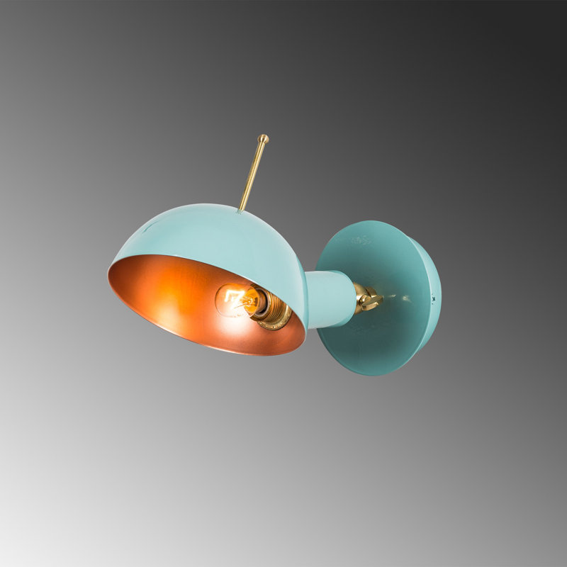 Modern Wall Lamp with Metal Body, Turquoise & Copper Finish, 5.9 x 9.1 x 7.9 inches | E27 Socket (Max 40W) | Stylish IP20 Rated Fixture for Home Decor | Perfect for Living Room, Bedroom, & Office Spaces
