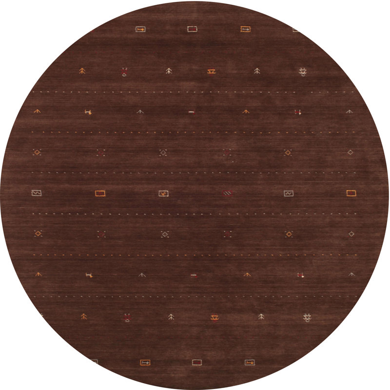 Tapis contemporain beige / gris, Rond 4 pi