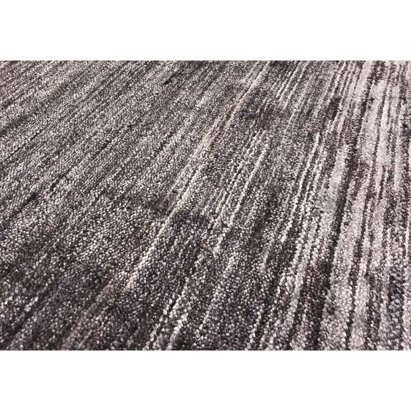Tapis noir de haute qualité noué à la main, Rectangle 8 pi 10 po x 12 pi 1 po