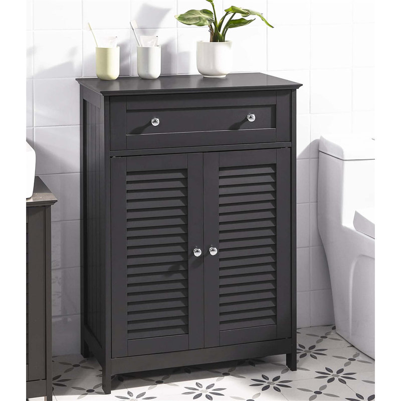 Compact Bathroom Cabinet Freestanding Bathroom Cabinet, Black