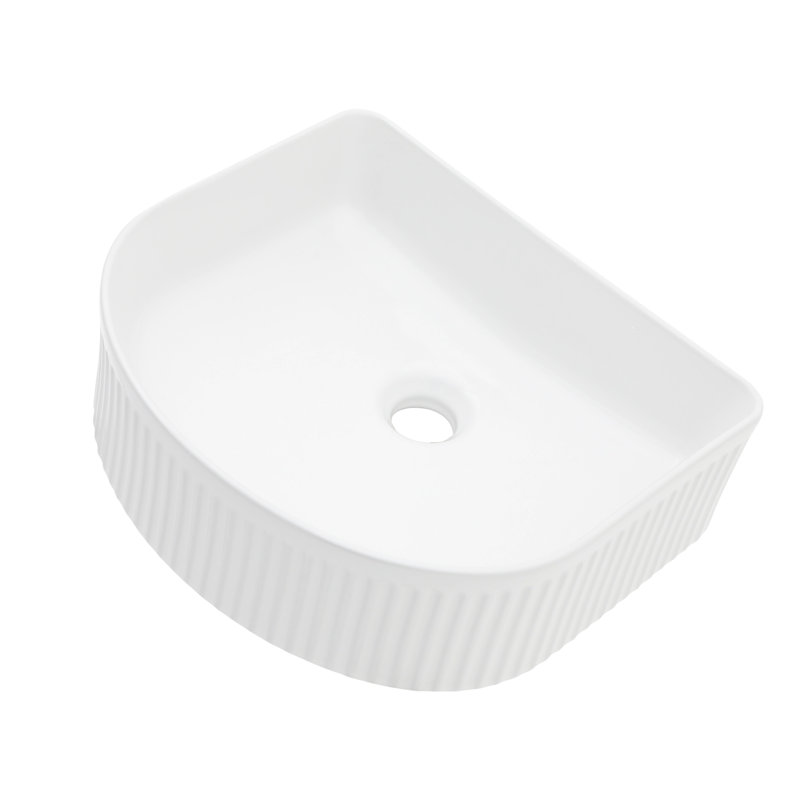 Modern Ceramic Vessel Bathroom Sink - 15.47"X14.05", White, Stain , Regal White Look