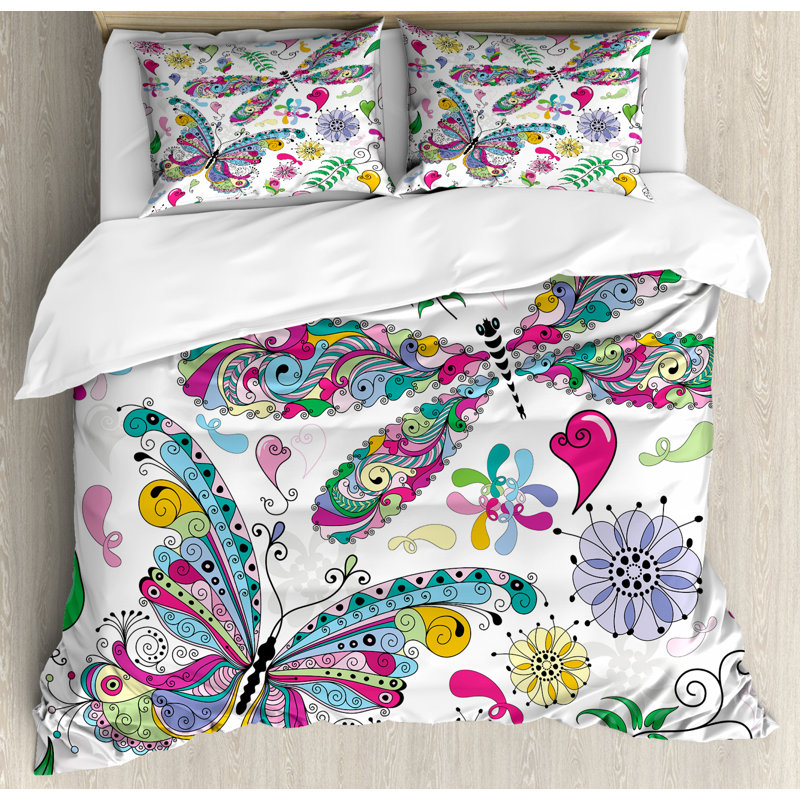 Dragonfly Cottage Americana Polyester Mixed Duvet Cover, Queen Duvet Cover + 2 Pillow Sham