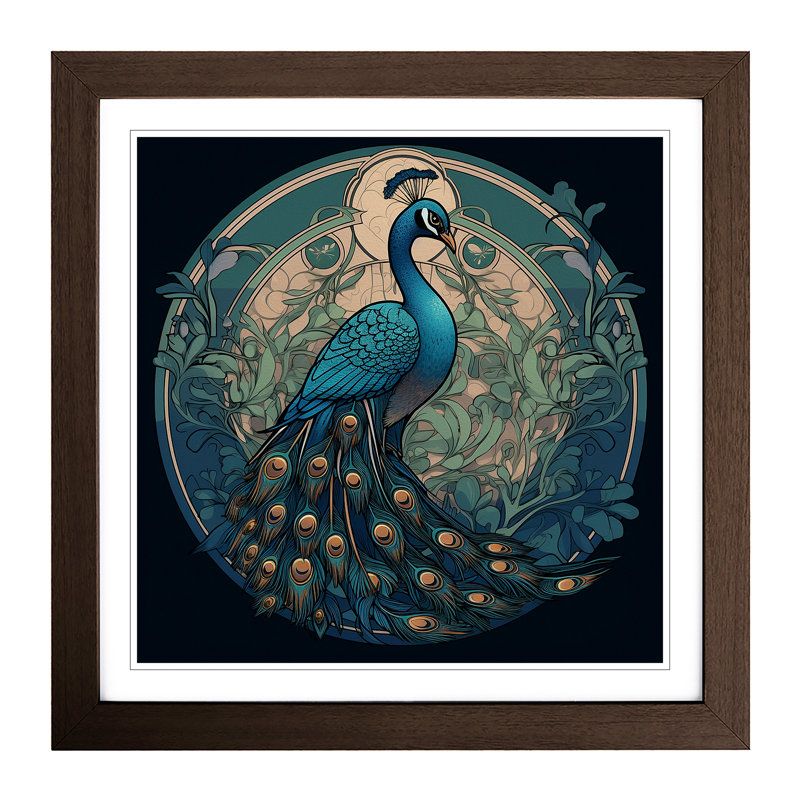 Peacock Art Nouveau - Framed Print, Walnut