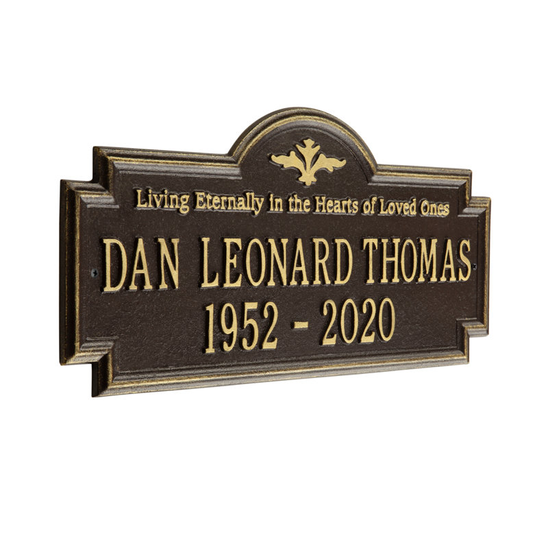 Arlington 'Living Eternally' Memorial Plaque, Yes, Bronze/Gold