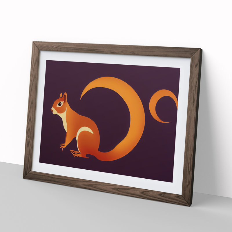 XH1022-9007X The Terrific Squirrel Abstract 1 Piece Single Picture Frame Wall Art, 34cm H x 46cm W x 2cm D, Walnut Framed