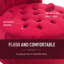 Chaise à haut dossier, rembourrée en rouge, avec rembourrage rétro et épais et pieds en bois d'hévéa stables pour le bureau