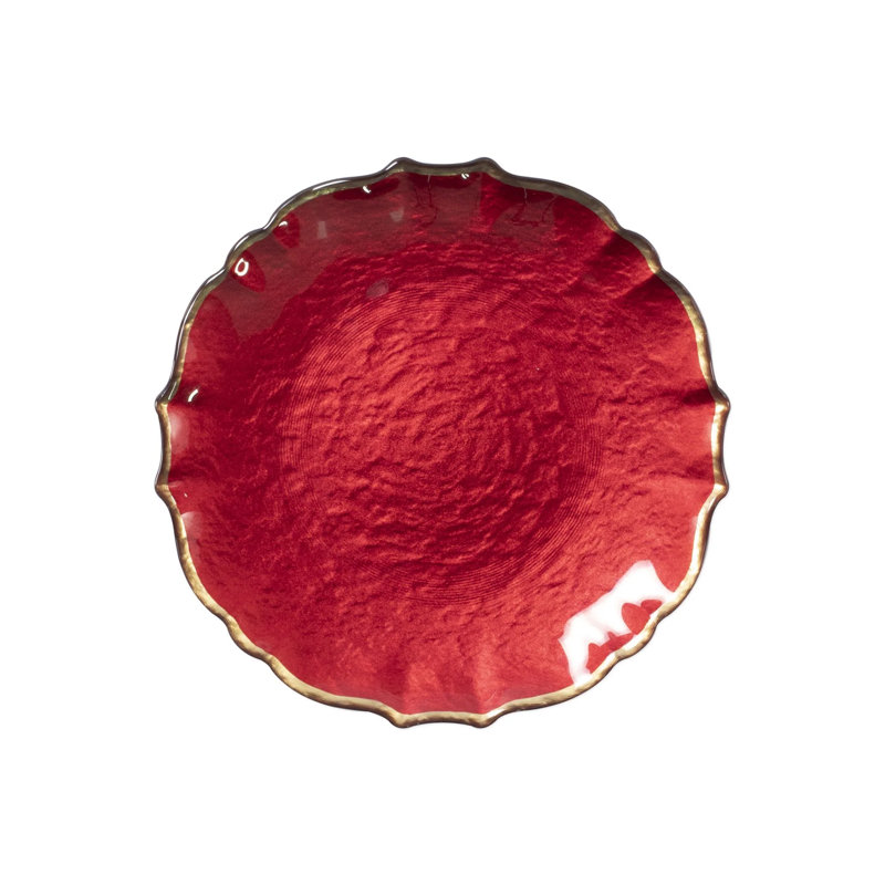 Assiette à salade baroque en verre, Rouge