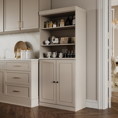 Bryani Palace Imports 100% Solid Wood Pantry Cabinet, Raised Panel Doors, Adjustable Shelves, 32" Wide, 71.5" Tall