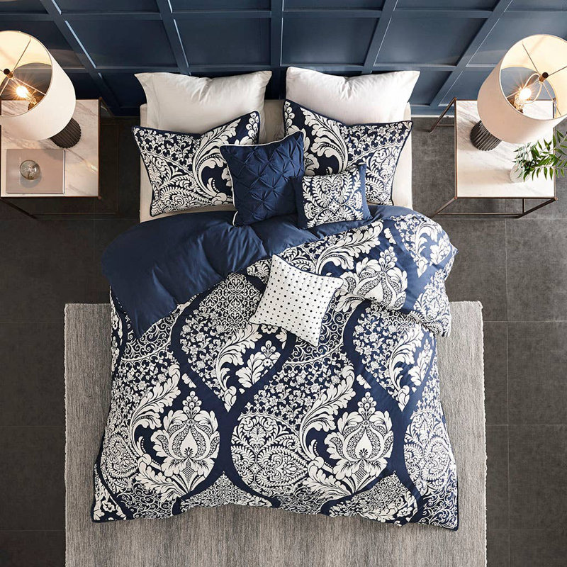 Ensemble de housse de couette en satin de coton de six articles Vienna, Housse de couette très grand + 2 taies décorativ