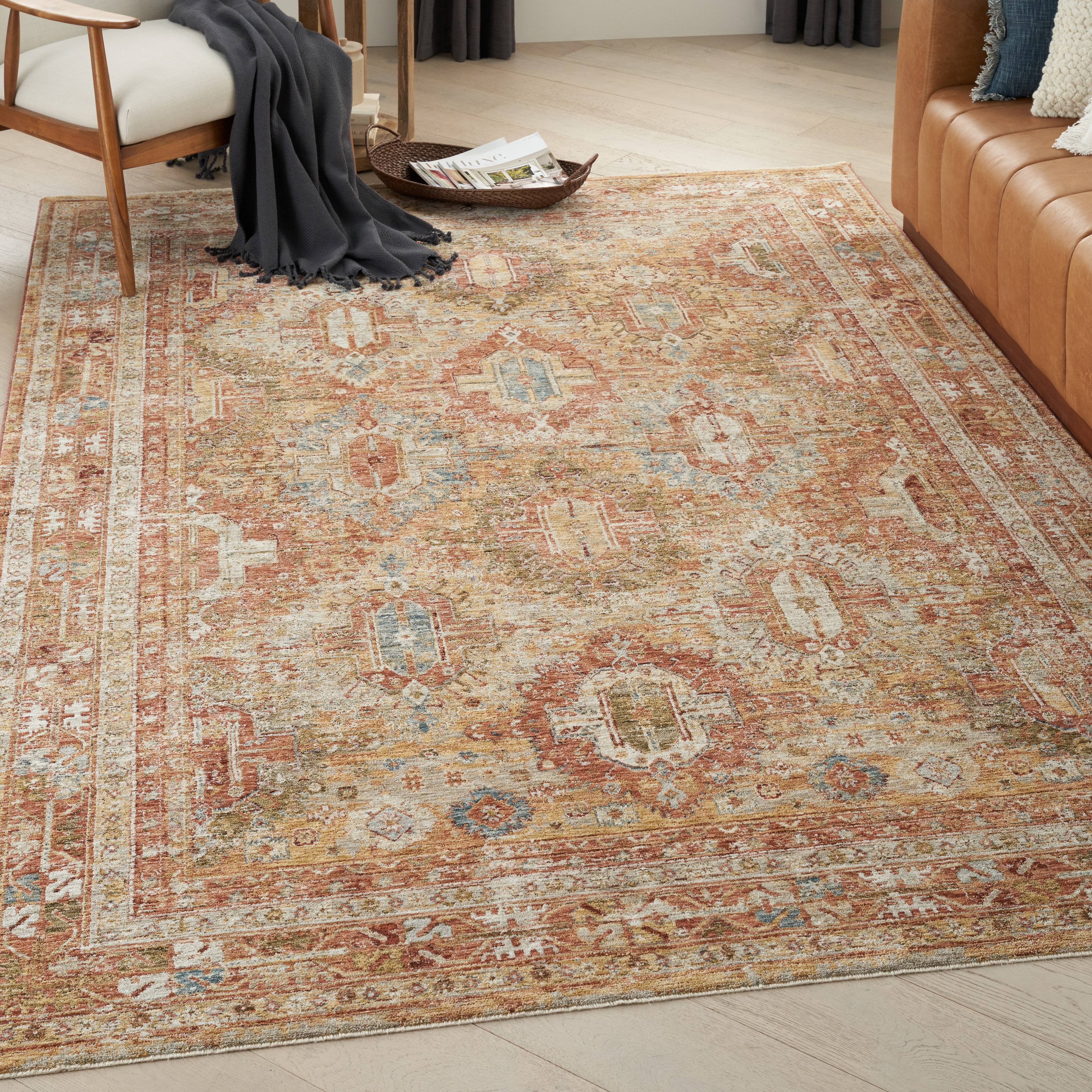 Rust Rose Rug Bungalow Rose Sahar Bordered Rust Area Rug & Reviews | Wayfair