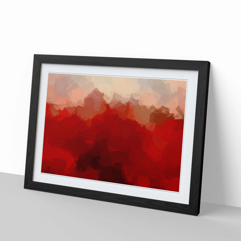 Rising Flames in Abstract - Picture Frame Painting Print, 60cm H x 91cm W x 2cm D, Black
