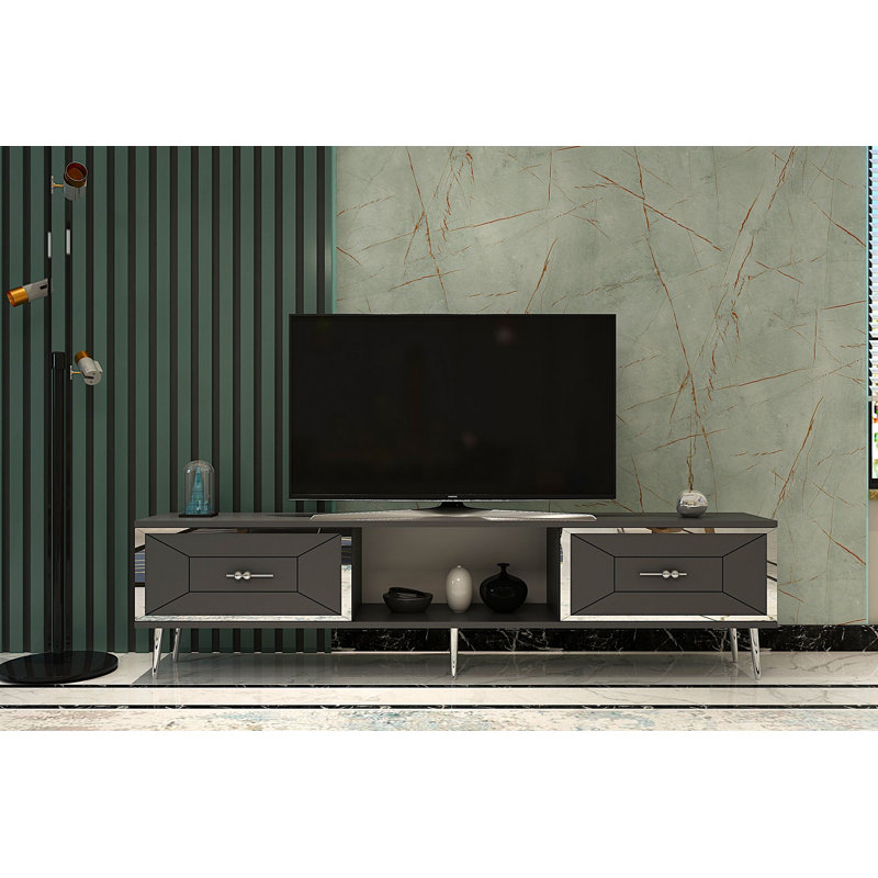Meuble télé, Gris/argent