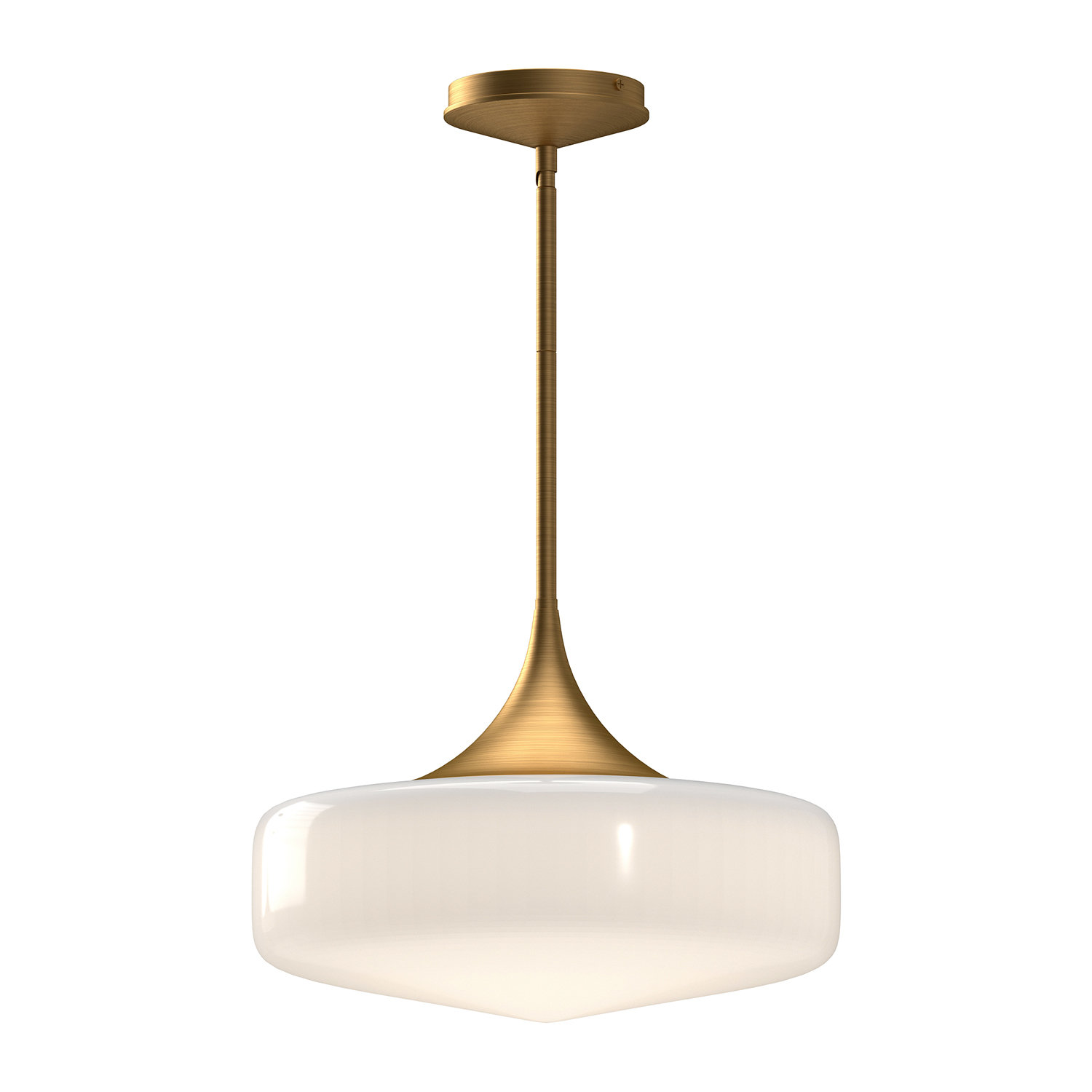 Nathania 1-Light Schoolhouse Glass Pendant, Aged Gold