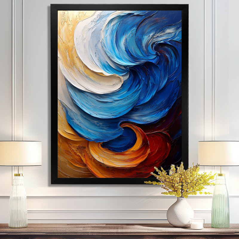 Nunding - Art mural abstrait, salon, 32" H x 24" W, Black, Framed Print without Mat