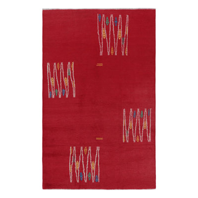 One-of-a-Kind 5'1x8'5 1960s Wool Area Rug Red