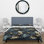 Ensemble de housse de couette damassé Glamour VII bleu foncé et doré