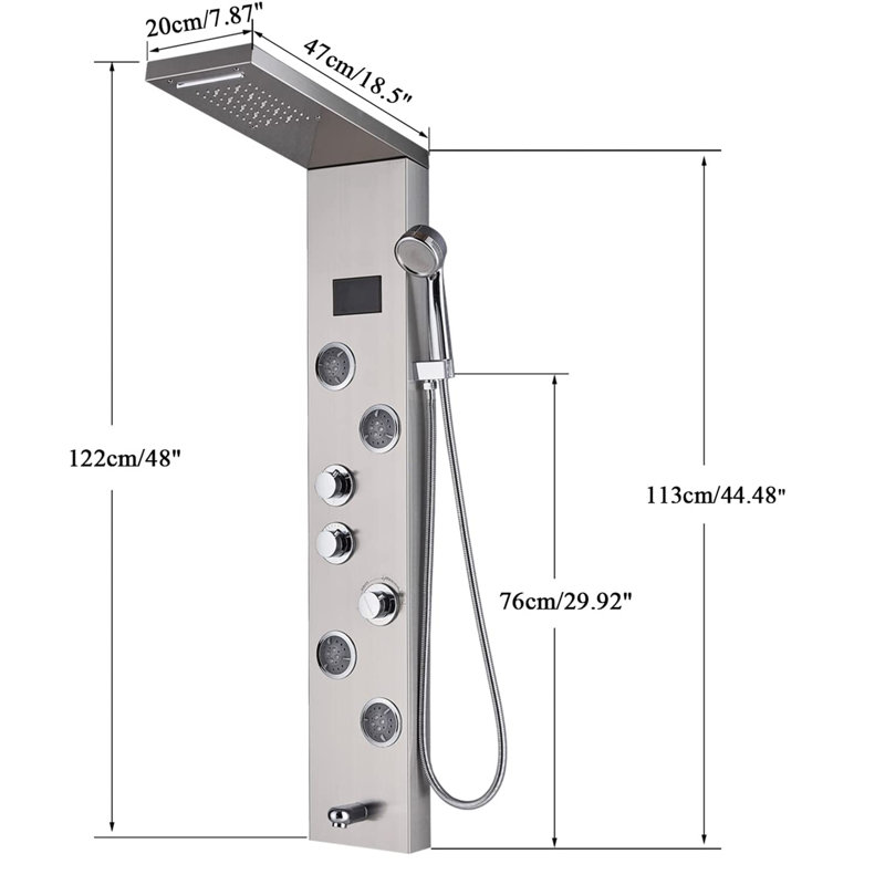 44.48'' Shower Panel with Fixed Shower Head