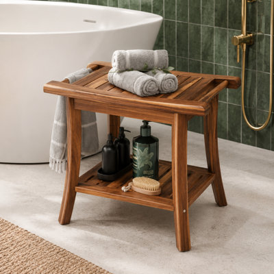 22" Teak Shower Bench With Storage For Inside Shower