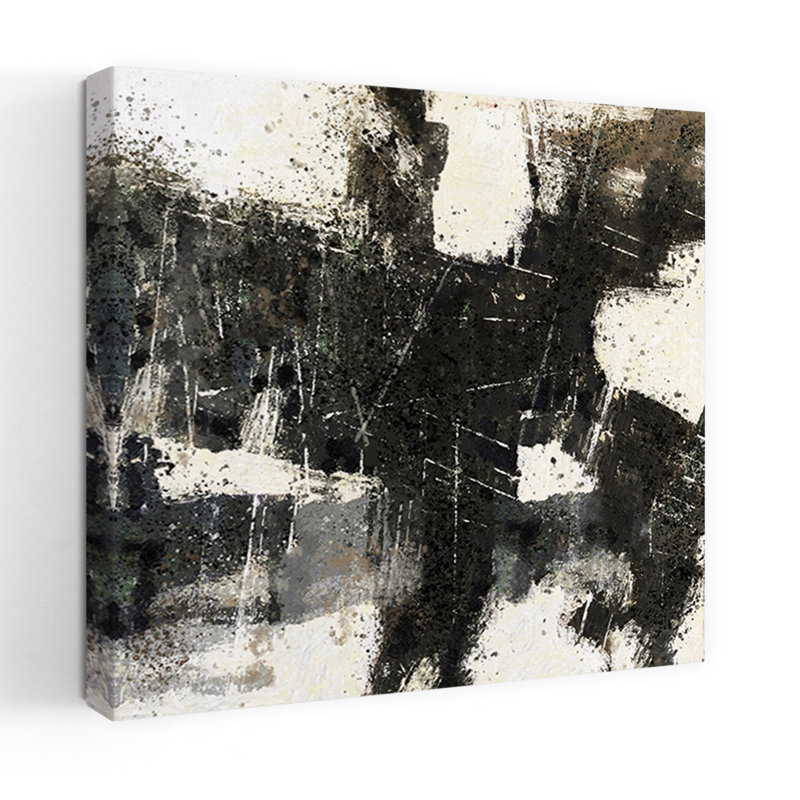 Art abstrait abstrait noir et blanc, H 18 po x l 18 po