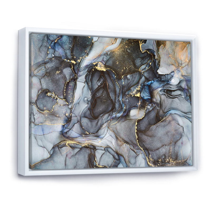 Art or noir infusé noir II - reproduction sur toile, H 16 po x l 32 po, Cadre flottant blanc