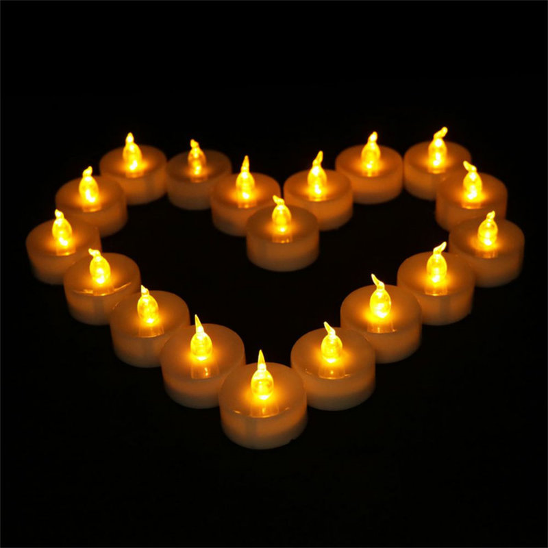 Ensemble de bougies votives électroniques 12 pièces sans parfum, Jaune