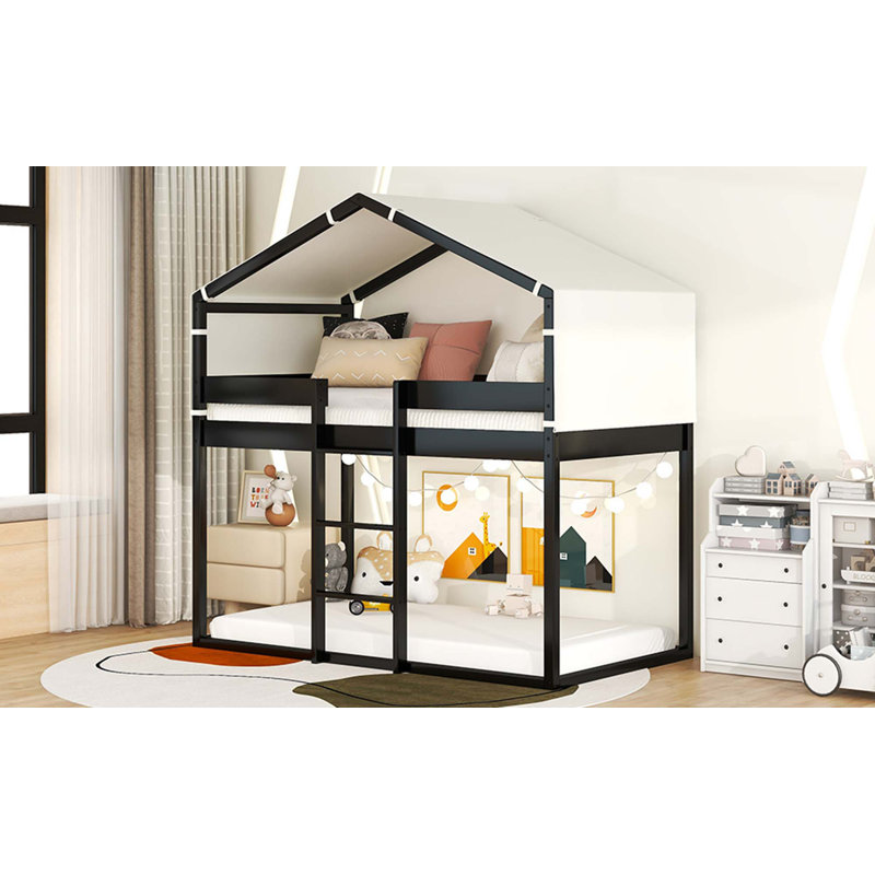 Lit superposé en bois avec tente, Espresso