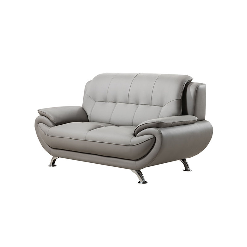 Jamelia 69'' Faux Leather Loveseat, Gray Faux Leather