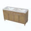 Meuble-lavabo de salle de bain avec lavabo double (lavabo SMC), grand espace de rangement avec 2 plateaux rabattables / tiroirs rabattables et 4 portes à fermeture douce, pieds en bois massif et boutons en métal argenté-1771896146