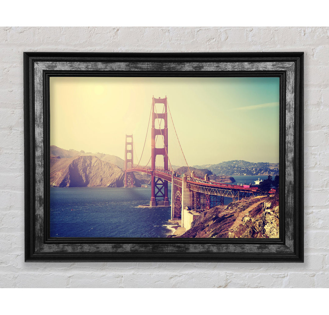 Golden Gate Bridge Retro Gerahmter Druck