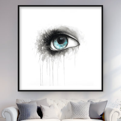 Blue Eye in Watercolor Framed Matted Print for Decor