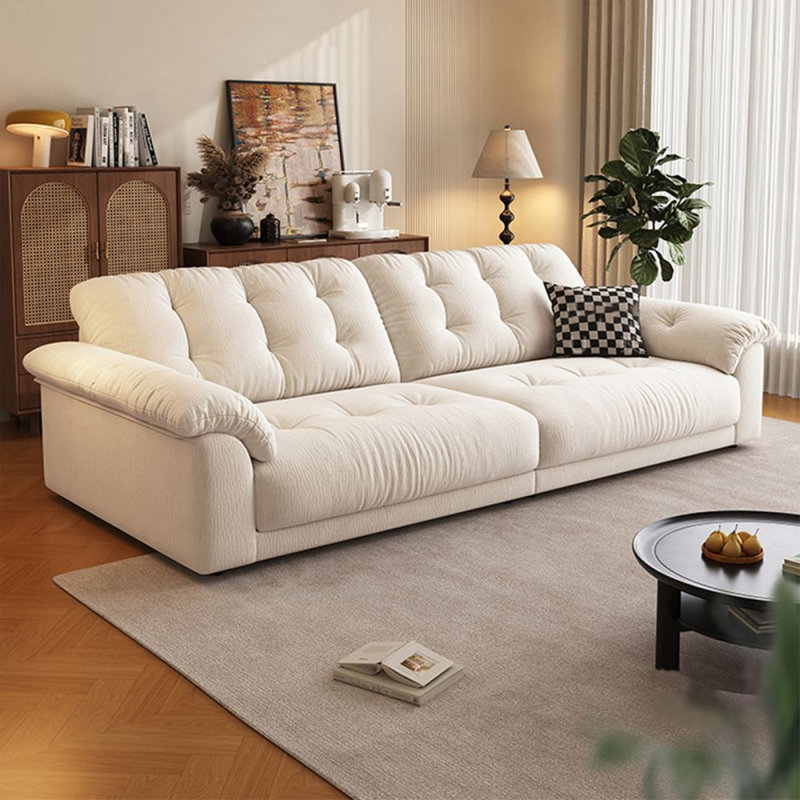 Canapé modulaire en chenille blanc crème, Blanc crémeux, 4, H 34,65 po x l 117,32 po x P 44,49 po