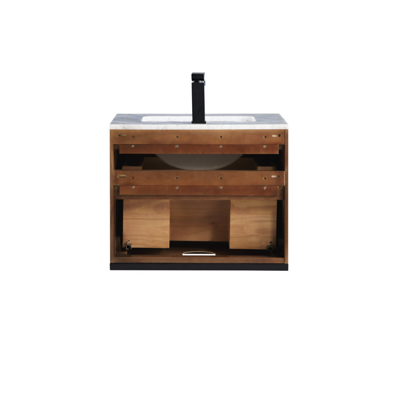 Terra 24'' W Single Vanity, Matte Black, Carrara Marble/Single Faucet Mount