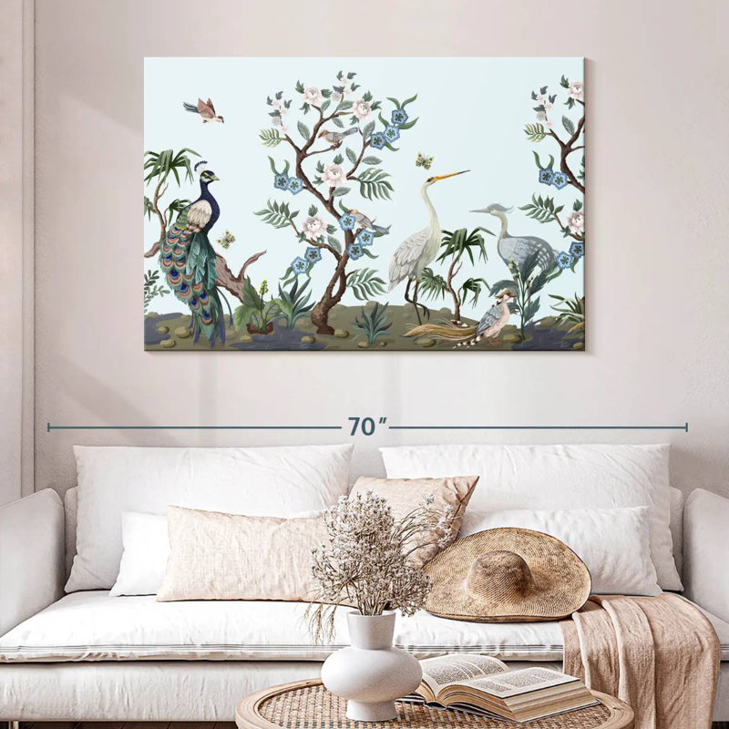 Oiseaux de style chinois Brampt, H 32 po x l 48 po