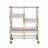 Gold And White Washed Serving Cart With 3 Adjustable Trays-237545167