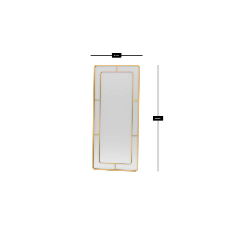 Modern Cheval Mirror, Gold Color, 31.5 x 70.9 inches | 100% Metal Construction, Wall-Mountable Design | Glamorous Geometric Style for Elegant Bedrooms & Dressing Areas, Perfect for Space-Saving and Style